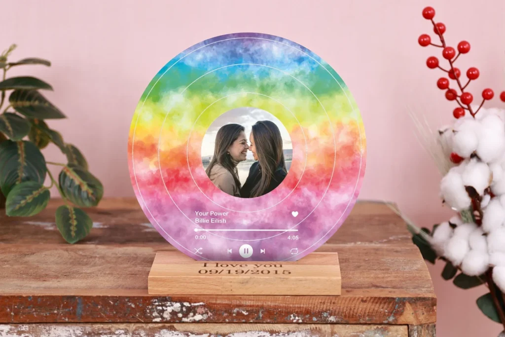 Custom Song Plaque with Photo Display -Best Lesbian Wedding Gifts