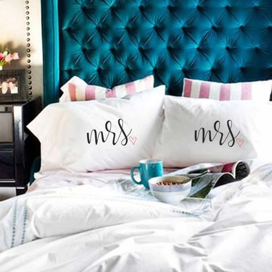 Mrs & Mrs Couple Pillowcases -Best Lesbian Wedding Gifts