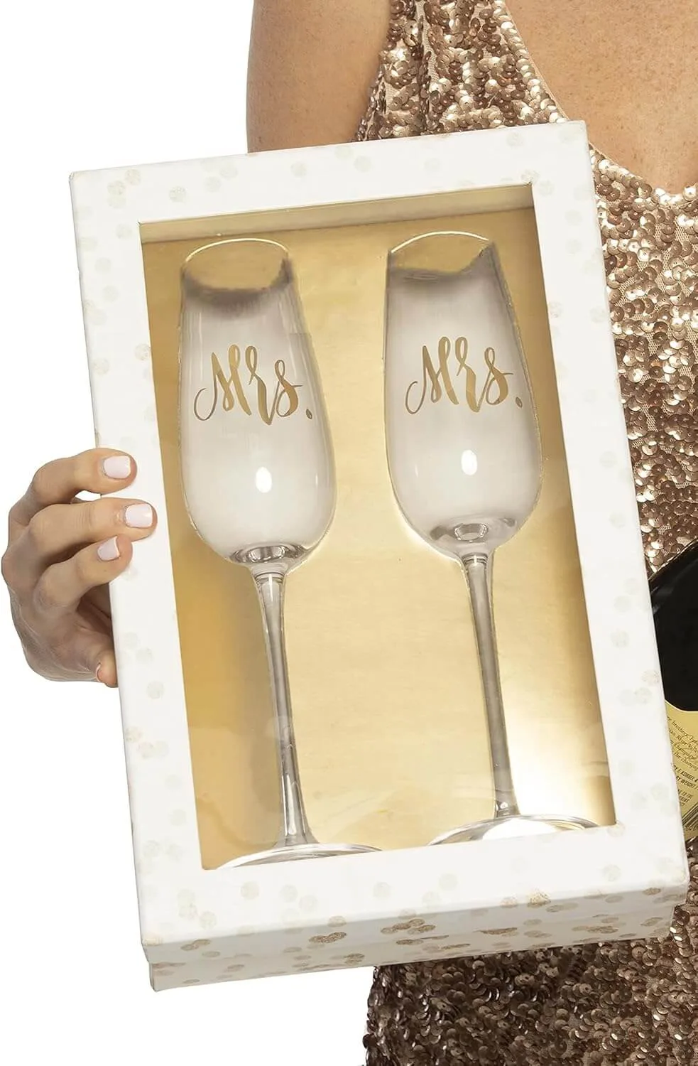 Mrs & Mrs Wedding Champagne Flutes Gift Set -Best Lesbian Wedding Gifts