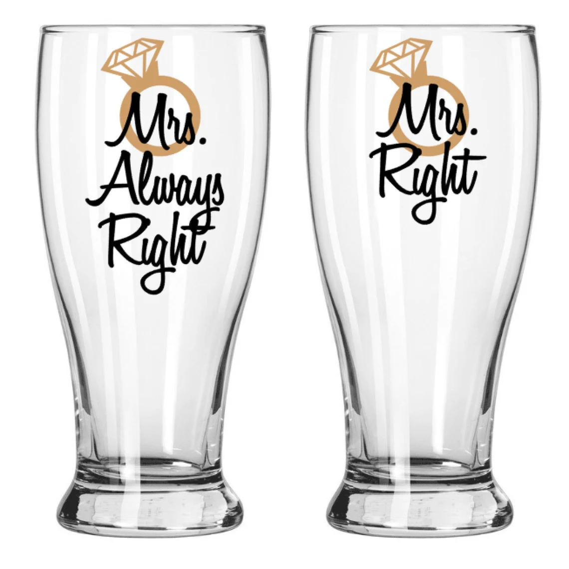 Mrs Right & Mrs Always Right Glasses Set -Best Lesbian Wedding Gifts