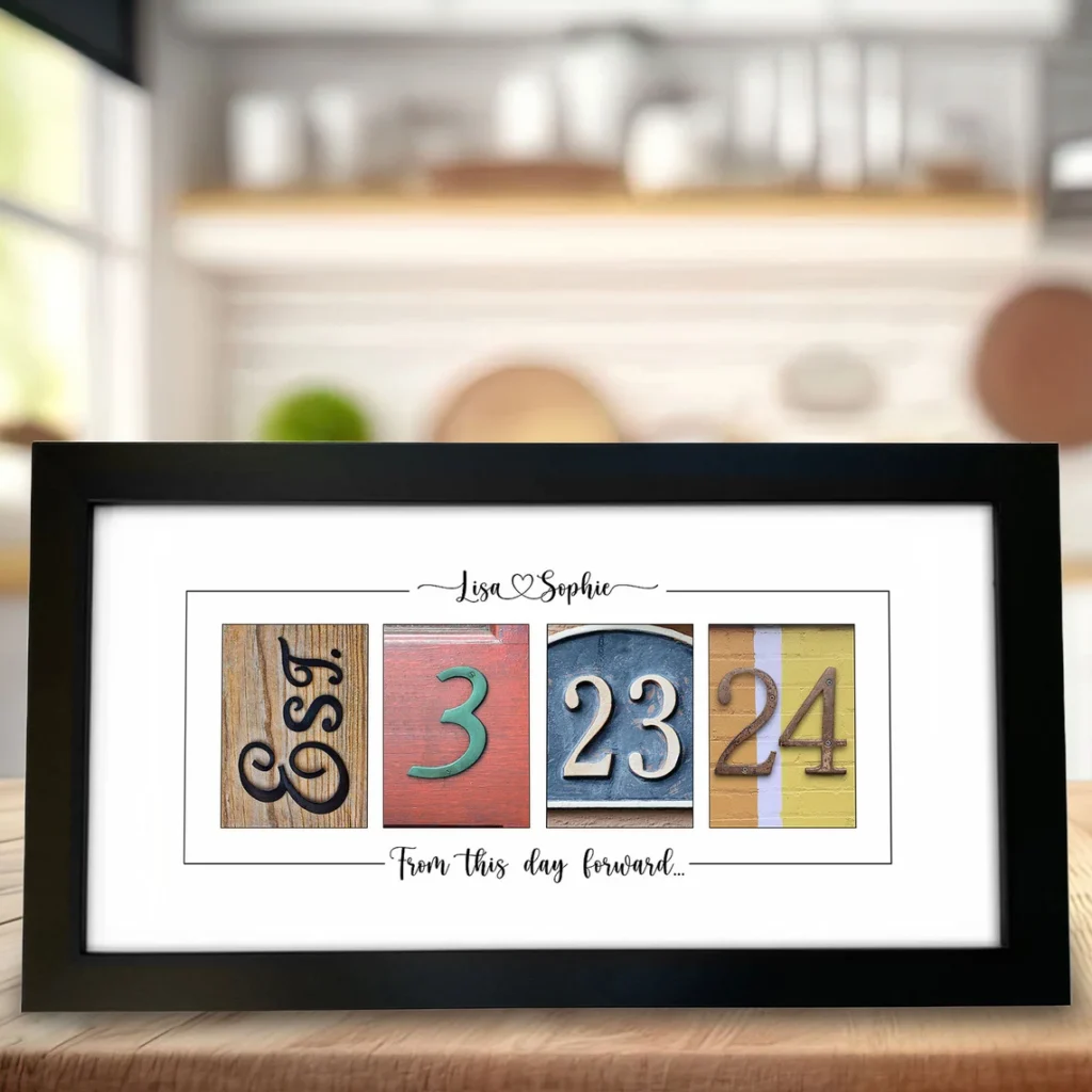 Number Photo Art with Wedding Date -Best Lesbian Wedding Gifts