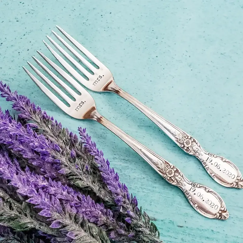 Personalized Wedding Fork Set -Best Lesbian Wedding Gifts